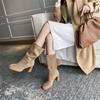 Fashion New Kid Suede Retro Women Boots Autumn Winter Slip-On Mid-Calf Boots for Women Square Toe Square Heel Basic Shoes High(5cm-8cm)