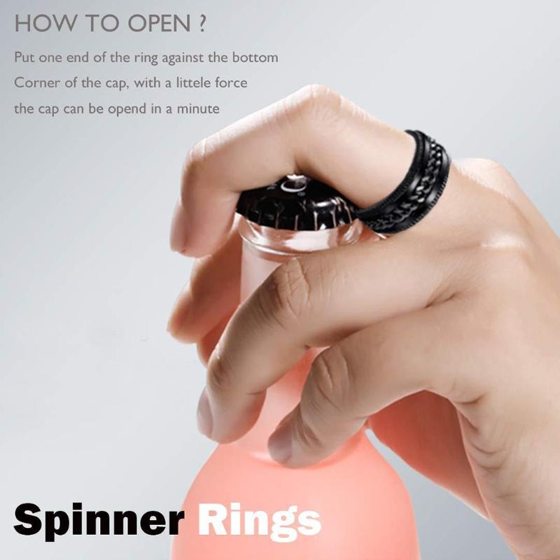4 Stück Modische Eheringe Edelstahl Fidget Spinner Ringe Romantischer Knöchelring Geschenk für Männer Frauen