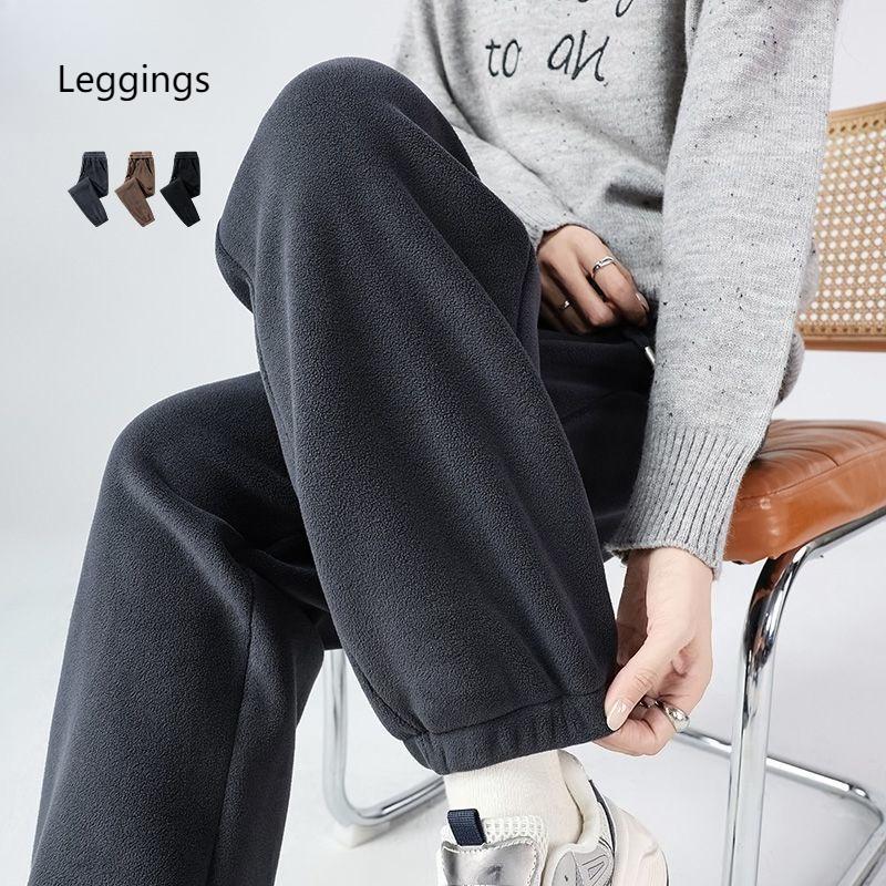 Fleece Sweatpants Women's Pants Solid Color Loose Autumn and Winter Plus Velvet Warm Sports Trousers Casual