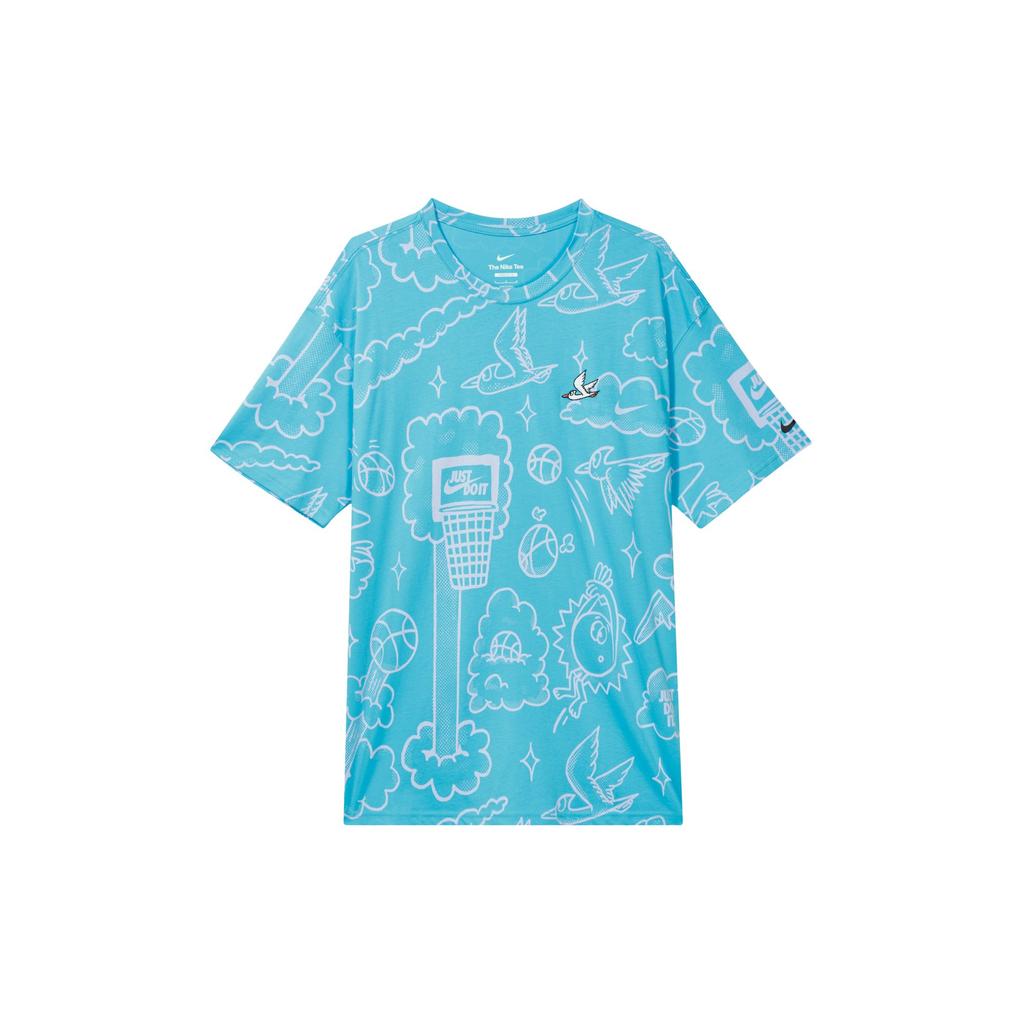 Nike T Shirts Men's Blue Crew Neck Moderate Straight Fit DZ2699-416
