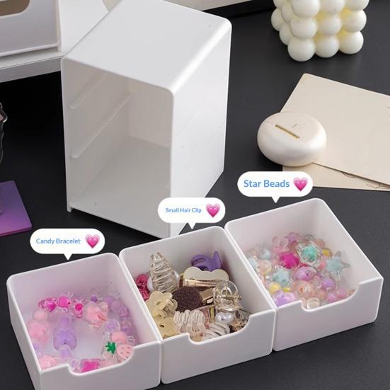 1 Set Desktop Storage Box Modular 3-Drawer Organizer Scratch-Resistant Desk Drawers for Jewelry Stationery Cosmetics Storage And Organization