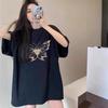 Cotton heavy shoulder short-sleeved t-shirt women's summer new American high-end Hong Kong-style chic half-sleeved 