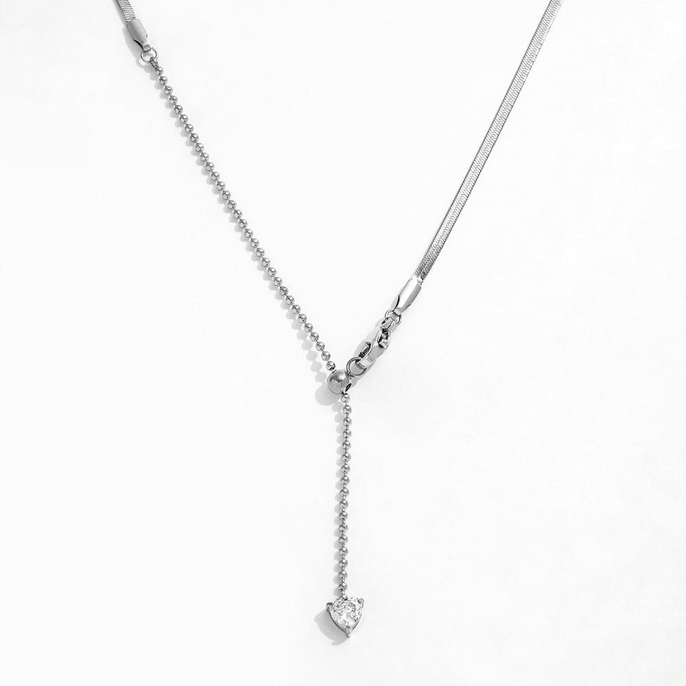 Fenny 18K PVD Plated No Fade Fashion Zirconia Snake Bone Blade Chain Adjustment Y Necklace for Women Stainless Steel