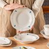 Creative Japanese Cartoon Retro Swallow Relief Plate Household Dessert Plate Flat Plate Deep Plate Ceramic Breakfast Plate Dessert Plate
