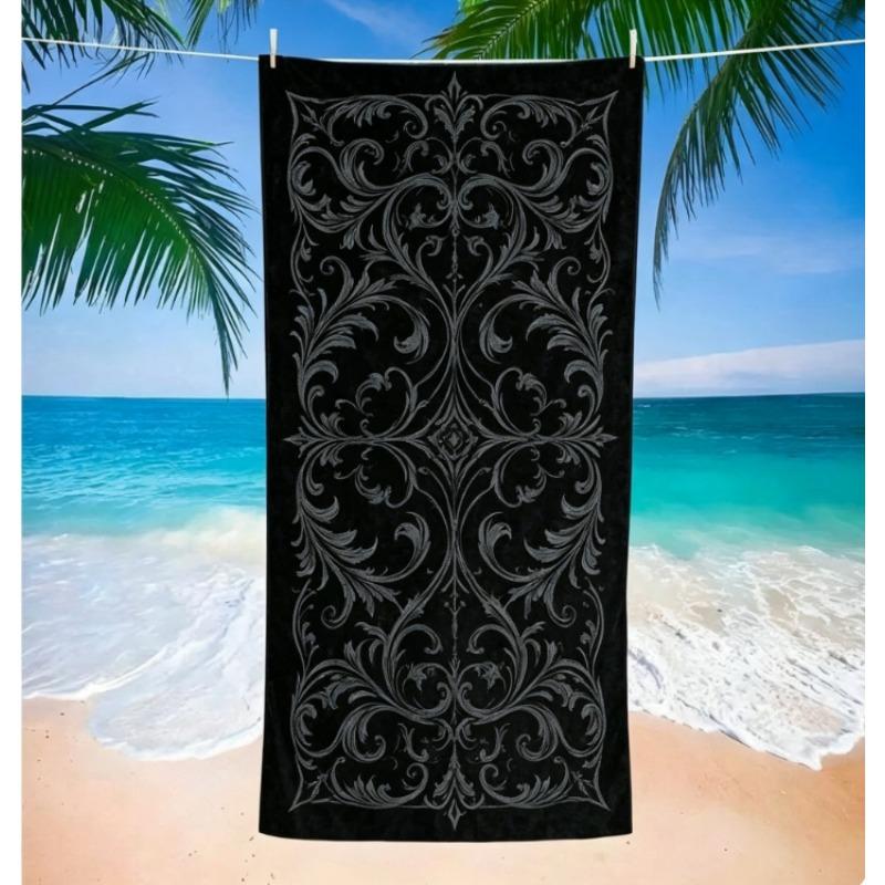 Black Spider Web Beach Towel, Microfiber Sand Free Quick Dry, Gothic Halloween Pattern, Soft Absorbent for Summer & Pool