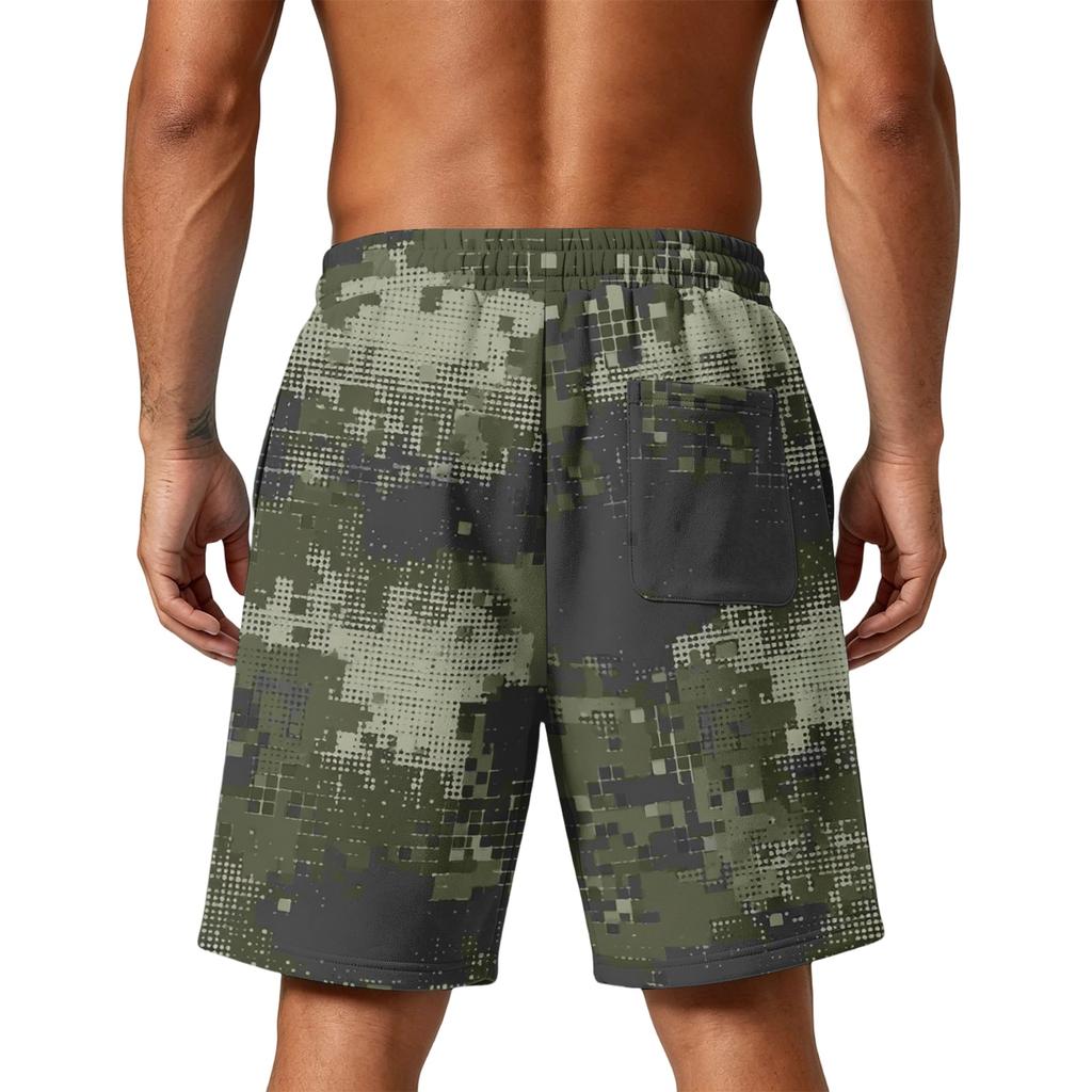 Pantaloncini da Uomo a Vestibilità Larga con Stampa Mimetica per Allenamento Sportivo, Palestra, Spiaggia, con Coulisse in Vita e Tasche per Attività Sportive