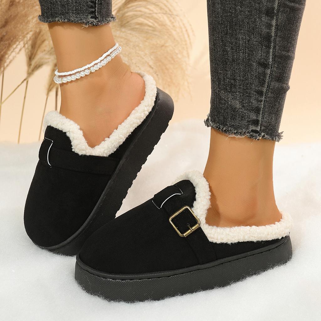 Fashion Women Slippers 2025 Comfortable Solid Shoes Women Indoor Outdoor Slippers Winter Thickened Fluff Snow Boots Cotton Slides Women