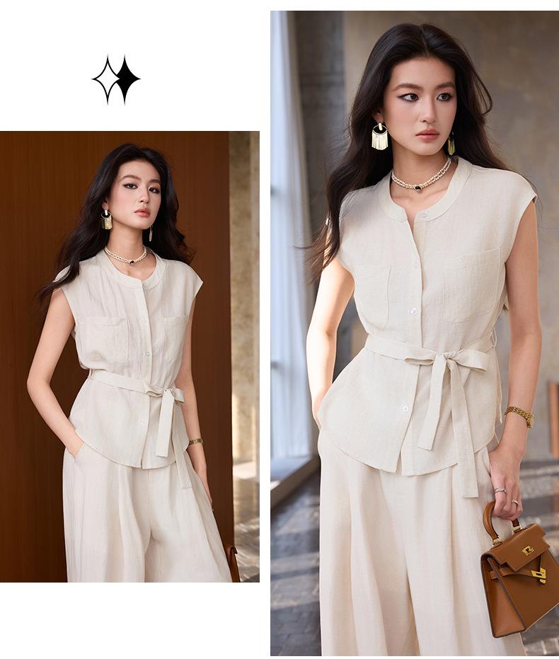 Women's High-End Linen Vest Suit: 2026 Cross-Border Casual Waistcoat Set