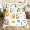 Cartoon Rainbow Sun Bedding Set For Girls Kids Bedroom Decor Comforter Cover Kawaii Art Duvet Cover Polyester Comforter Cover