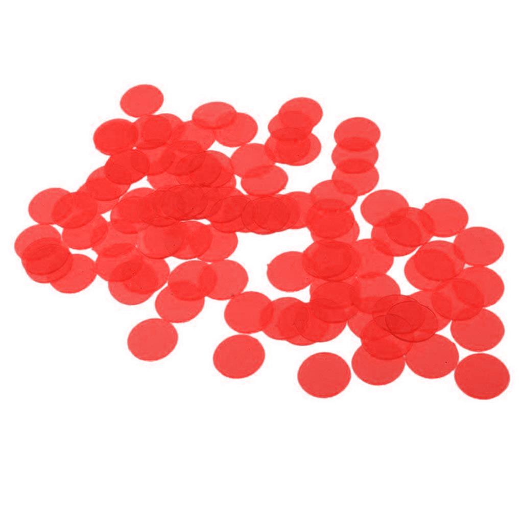 100Pcs Plastic Counting Counters Markers for Kids Math Education Games Assorted Color Transparent Counters Bingo Chips