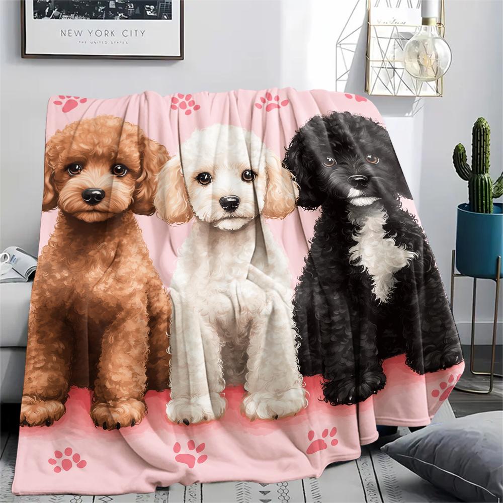 Pink Poodle,pattern Flannel Blanket, High quality Comfortable for All Seasons, Home Decor, Warmth and Comfort, Perfect for Gifts.