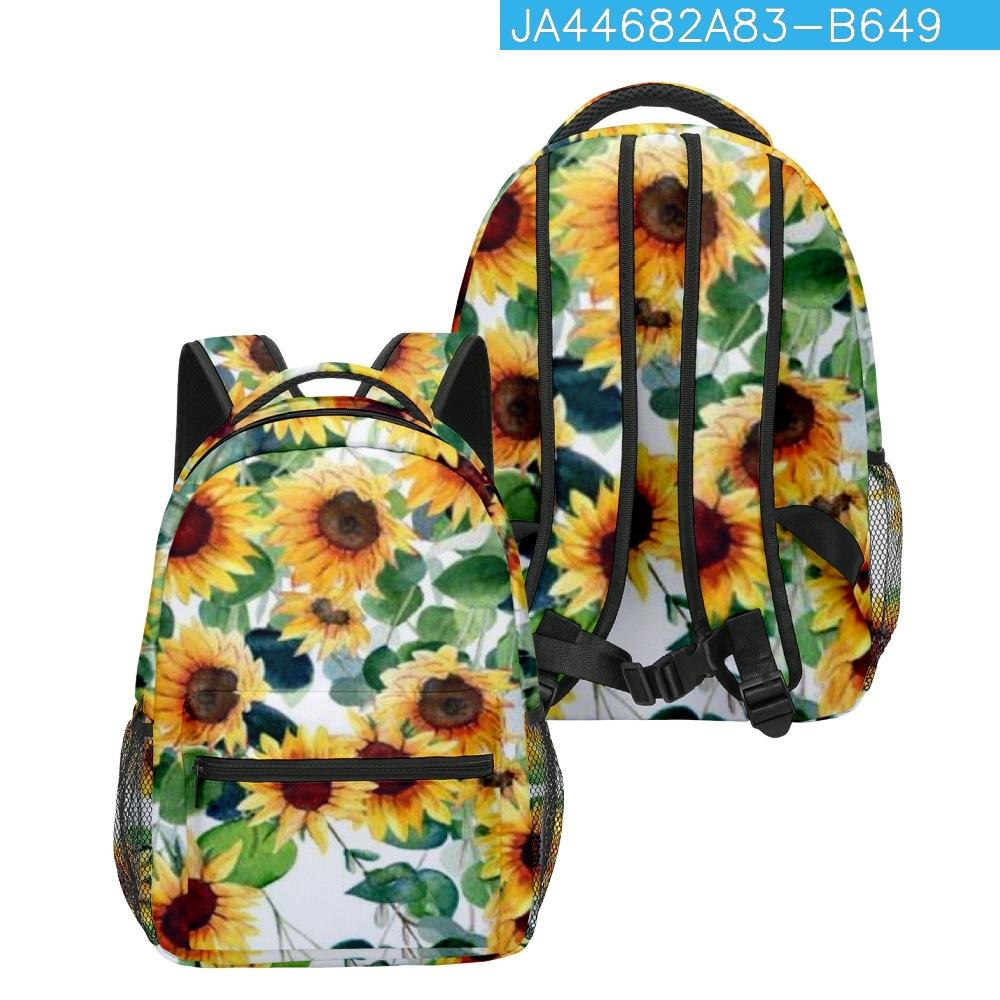 Cartoon Cartoon Kpop Youthful School Bags Unisex Sunflower Travel Bags 3D Print Oxford Waterproof Notebook Shoulder Backpacks
