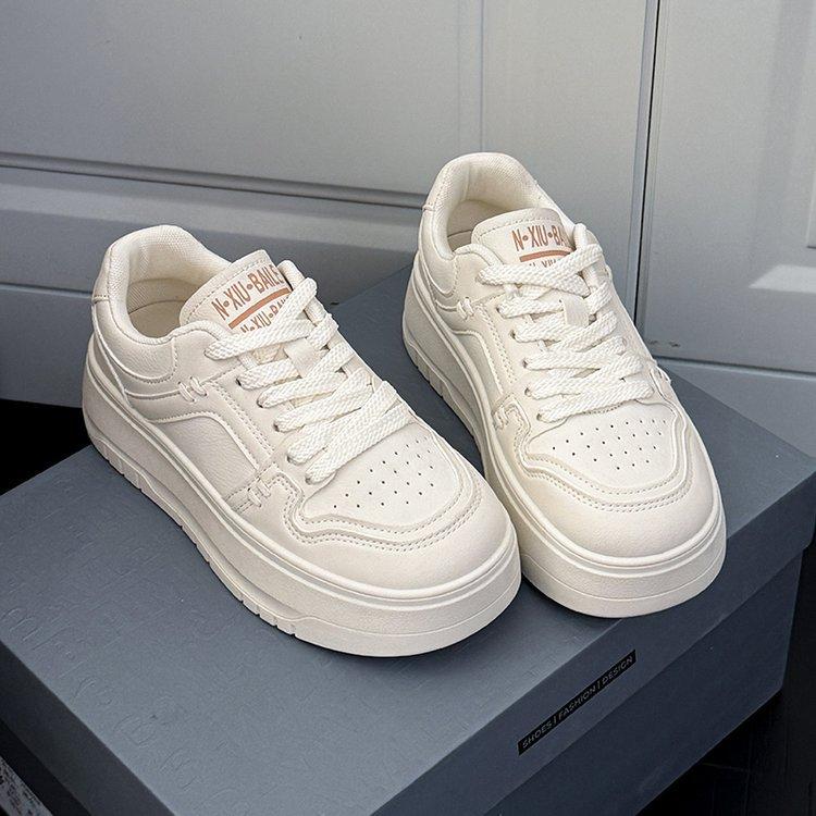 Platform white shoes women's 2025 new flat-soled single shoes fashionable versatile student board shoes wear-resistant casual sports shoes