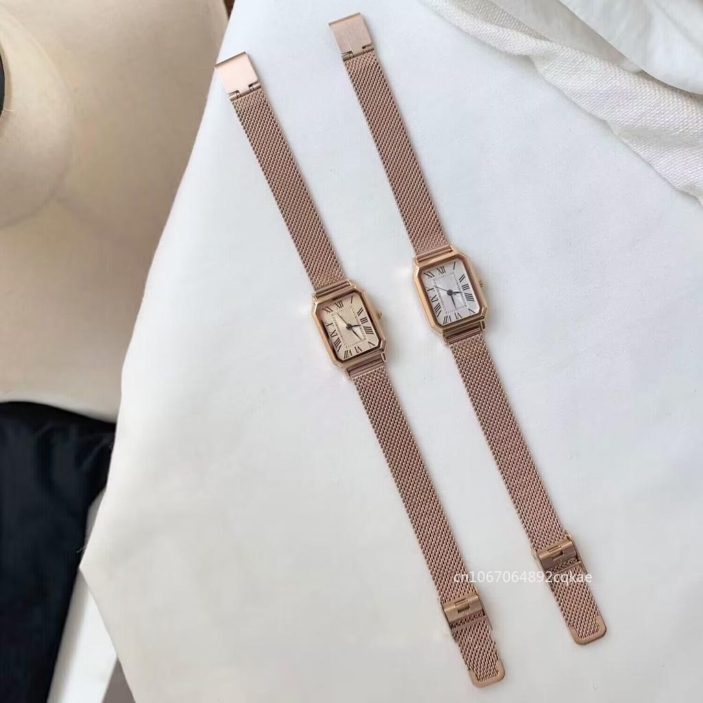 Retro Watches Classic Casual Quartz Rectangle Roman Dial Clock Fashion Simple Luxury Wrist Watches for Women Gift Wristwatches