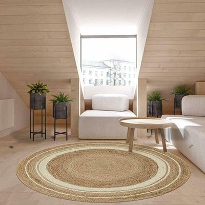 Jüt Kilim Yuvarlak El Yapımı Doğal Her Alan İçin Görünüm Rustik Dekor Alan İçin