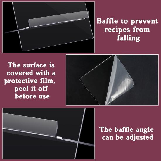 Acrylic Book Stand Clear Book Display Easel Holder Space-Saving Adjustable Angle Cookbook Holder for Displaying Tablets Newspaper Magazines Notebooks