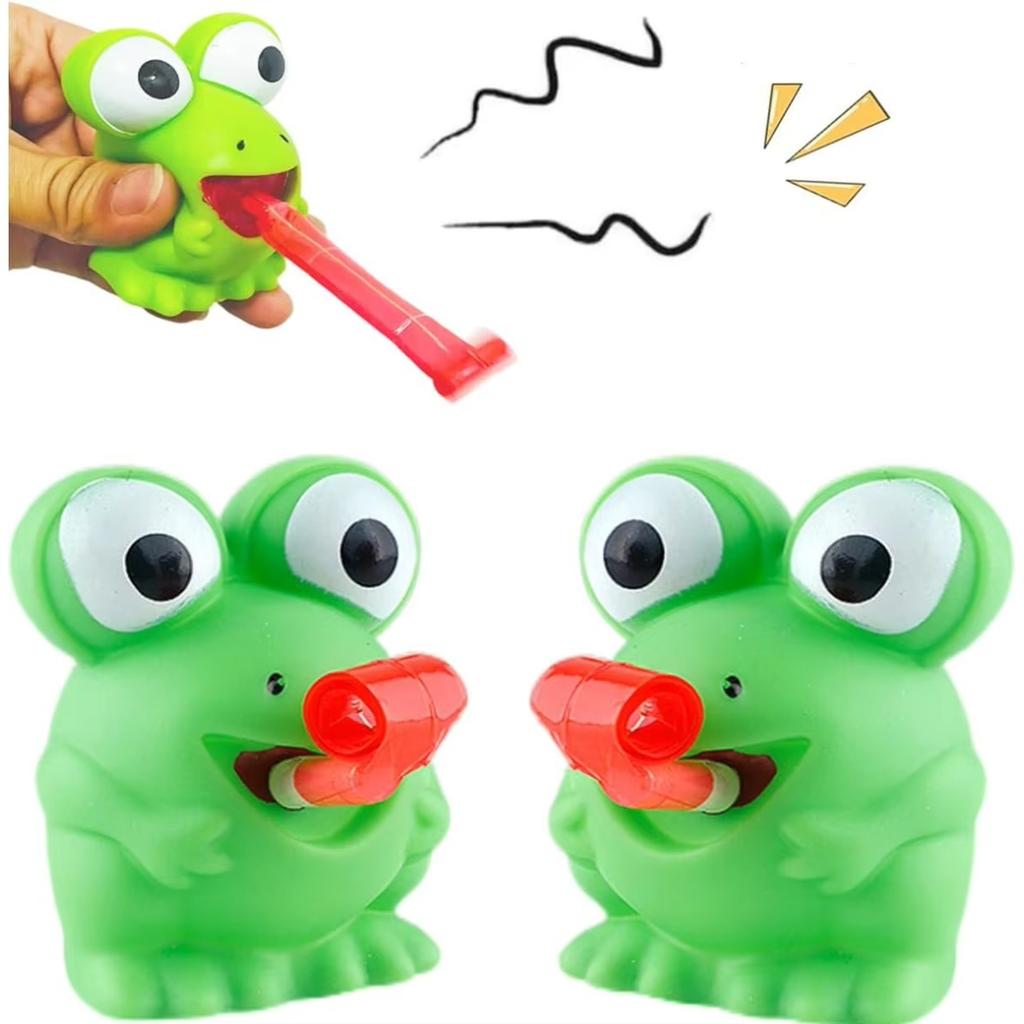2pcs Stress Frog Toys Tongue Sticking Out Novelty Relief Squeeze Dinosaur Toy Sensory Toy Gift for Kids Adult Party
