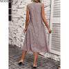 MODIQUE 2025 Summer New Women's Sexy Leopard Print Sleeveless Long Dress Ladies Elegant Casual A-Line Hot O-Neck Dress