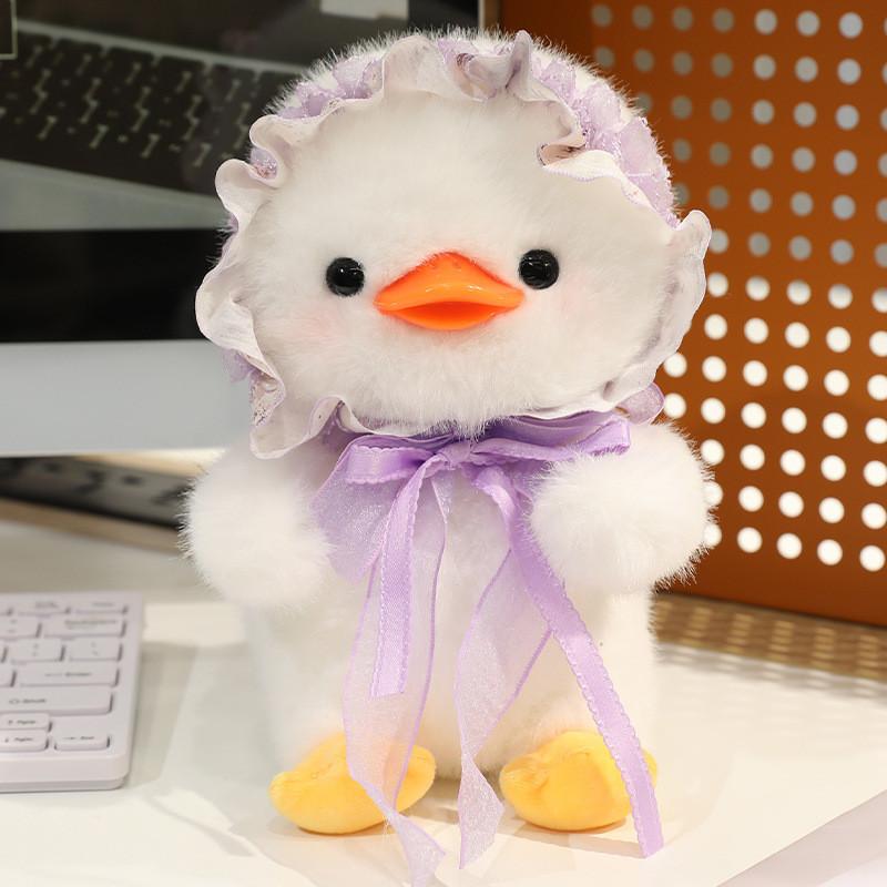 Duck Cartoon Lolita Plush Doll Wearing Hats And Bow Decorations For Kids Gift