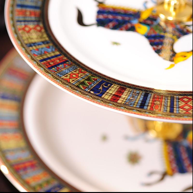 European Style Double Layer Dessert and Fruit Plate for Afternoon Tea