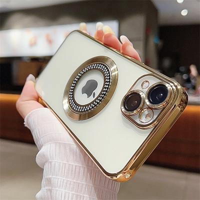 Lüks Moda Galvanik Flaş Elmas Hollow Telefon Kılıfı iPhone 15 14 13 12 11 Pro Max Manyetik Darbeye Dayanıklı Kılıf