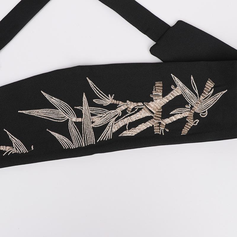 Chinese Style Hanfu Waist Belt Embroidery Bamboo Pattern Corset Belt Traditional Retro Sash for Women Dress Decor