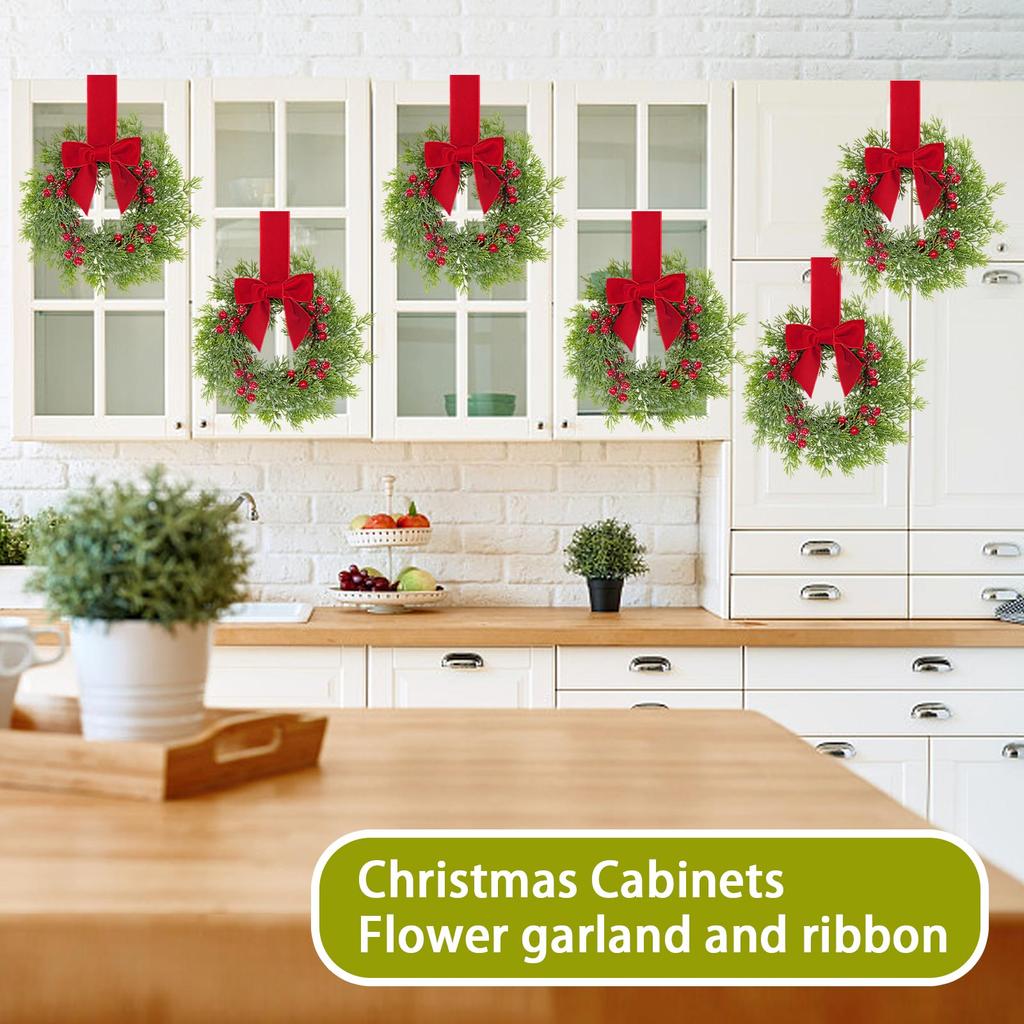 10 Inch 3D Christmas Garland Ribbon for Cabinet Door - Decorative Holiday Wreath Garland for Home Decor