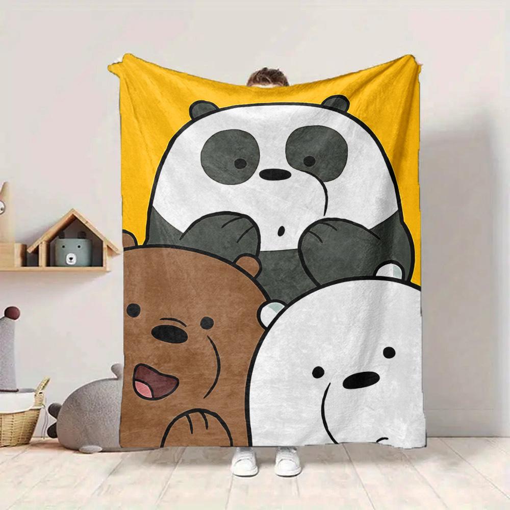 1pc We Bare Bears Flannel Throw Blanket Lightweight Soft Warm All Season Blanket for Sofa, Bed, Travel,L1028101