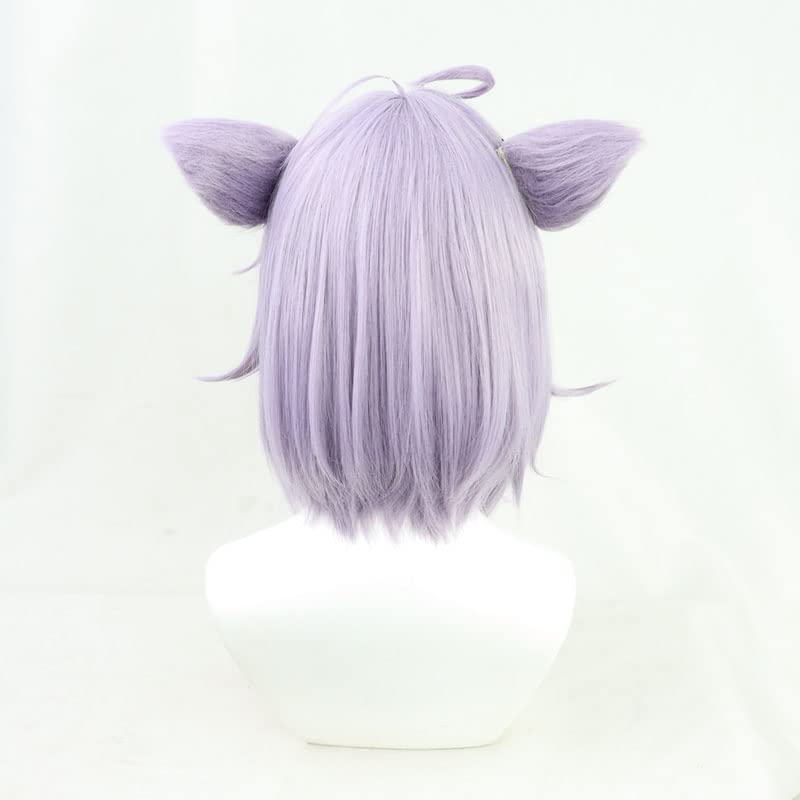 Nekomata Rice Porridge Cosplay Wig, Heat-Resistant Purple Wig, Cosplay Wig for Halloween, Events, Photoshoots, and Festivals (Wig + Ears + Tail)