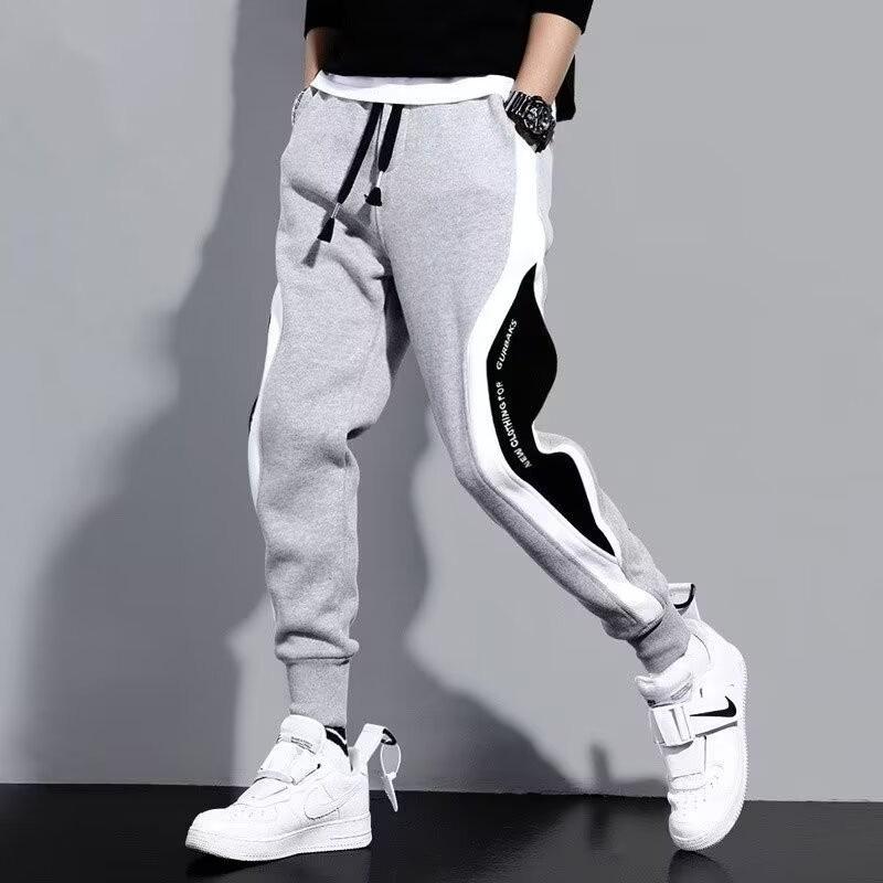 Men's Sports Pants Loose Fitting Leggings Patchwork Running Training Casual Fashion Outfit Trousers