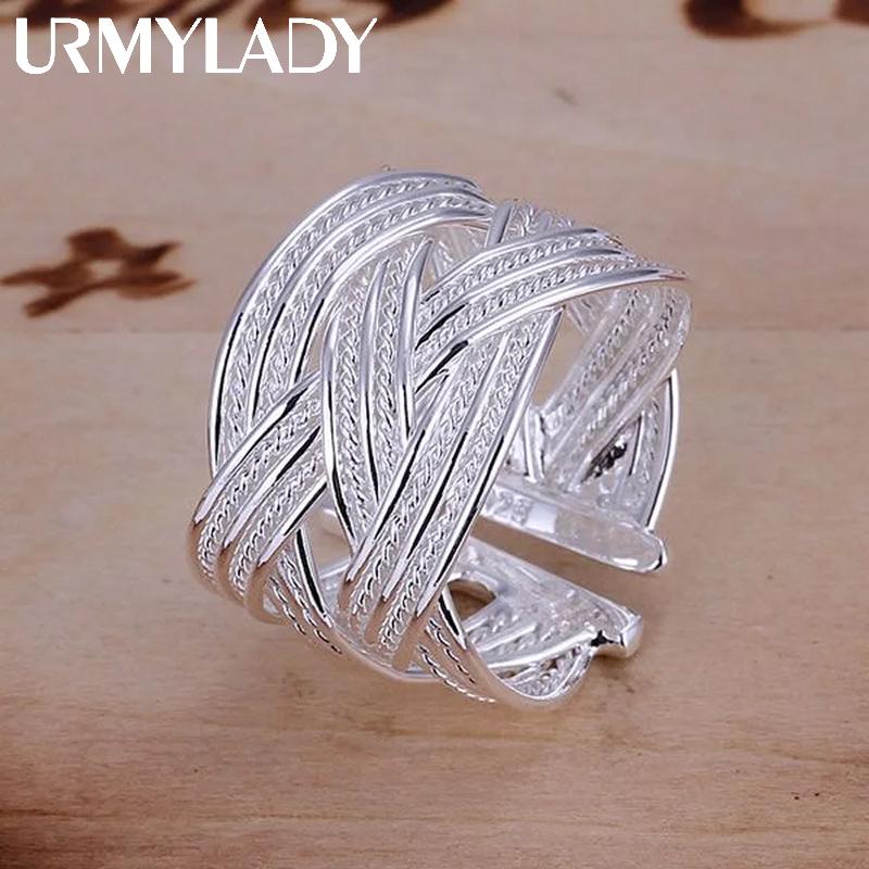 Jewelry 925 Sterling Silver Open Ring Engagement Wedding Bridal Fashion Adjust Size