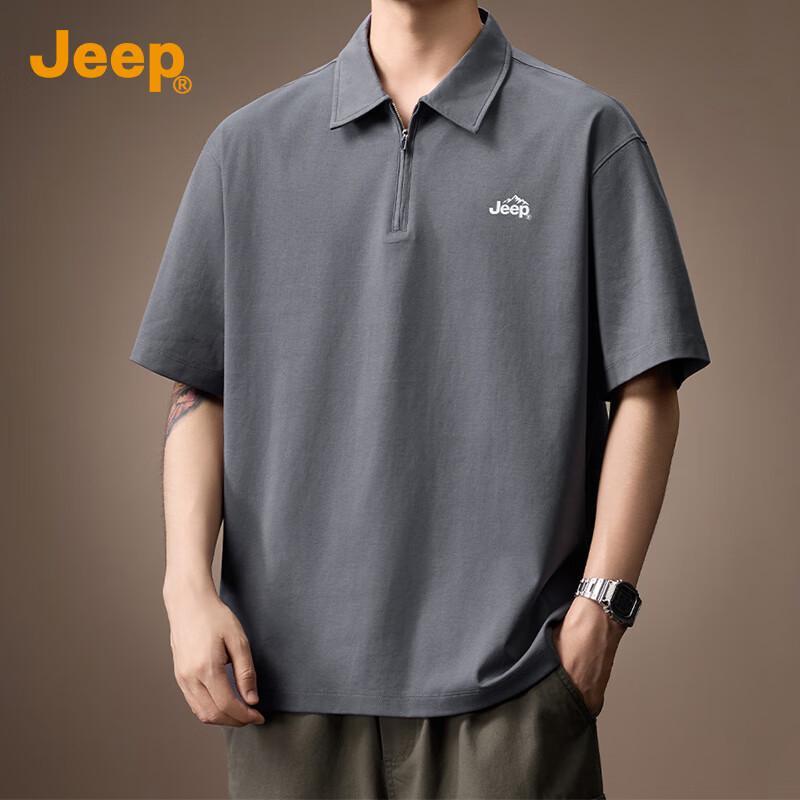 Jeep Men s Zipper Polo Short-Sleeve T-Shirt 2XL