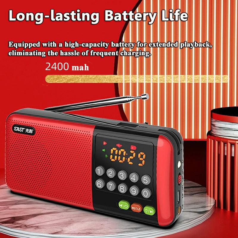 Mini FM Radio LED Display Digital Radios Receiver Wireless Bluetooth Speaker with Flashlight TF Card USB 3.5MM Headphones Play