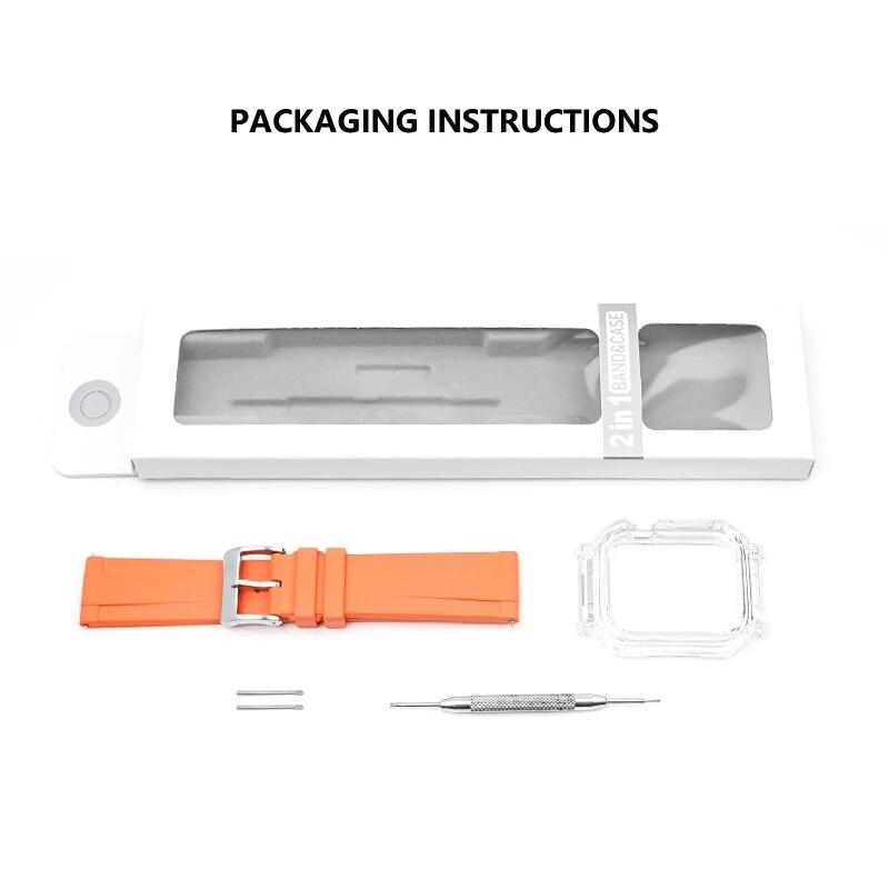 Sports Bracelet For Apple Watch Band 44mm 45mm Mod Kit Rubber Luxury Transparent Silicone Case for Iwatch Series 8 7 6 SE 5 4