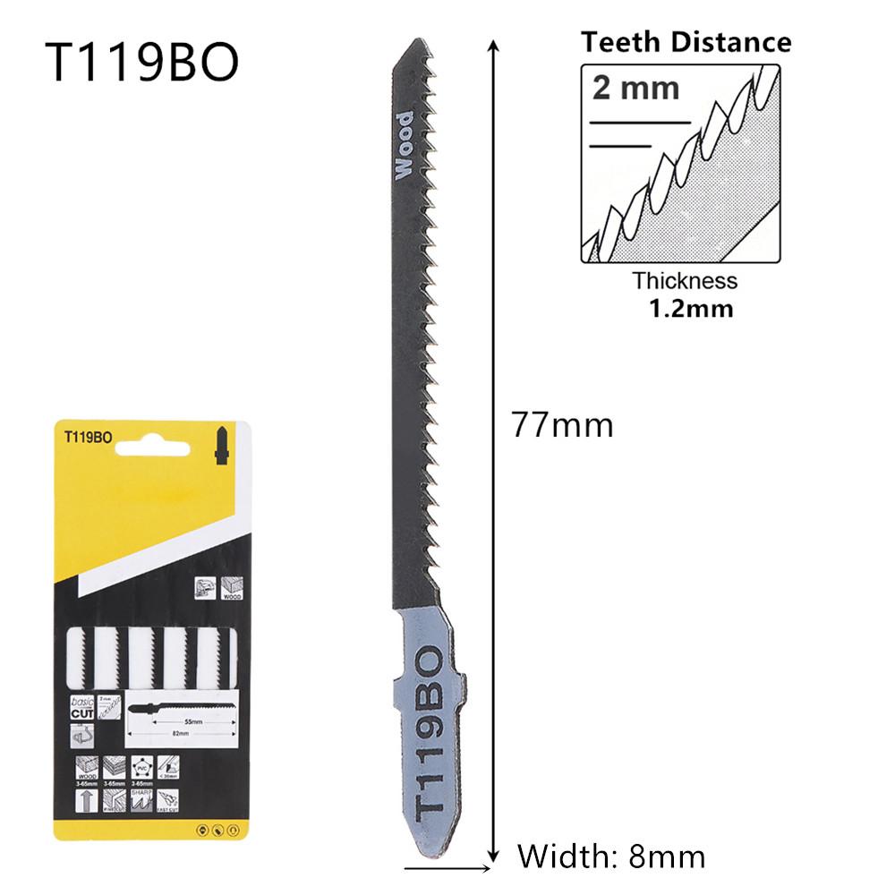 

5 шт./набор T244D T318A 77мм-132мм Высокоуглеродистая сталь Возвратно-поступательное 100мм Прямой рез Лобзиковая пила 5pcs T119BO 77mm