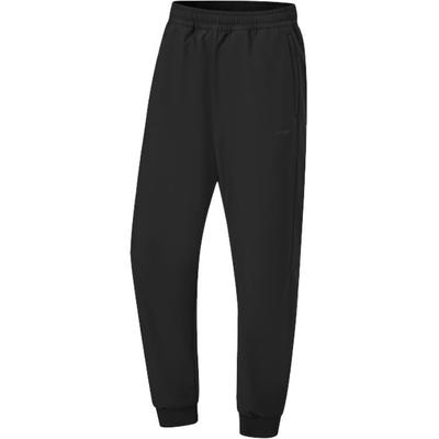 Li Ning Fitness Series Solid Color Mid Waist Comfortable Breathable Fleece Lined Warm Cuffed Knitted Sports Pants Women Pants Black AYKT786-1