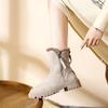 Stivali da Donna Inverno High Top Scarpe di Cotone Peluche Caldi Stivali da Neve Casual Antiscivolo Stivali con Zeppa Cerniera Laterale Stivaletti Botas Mujer