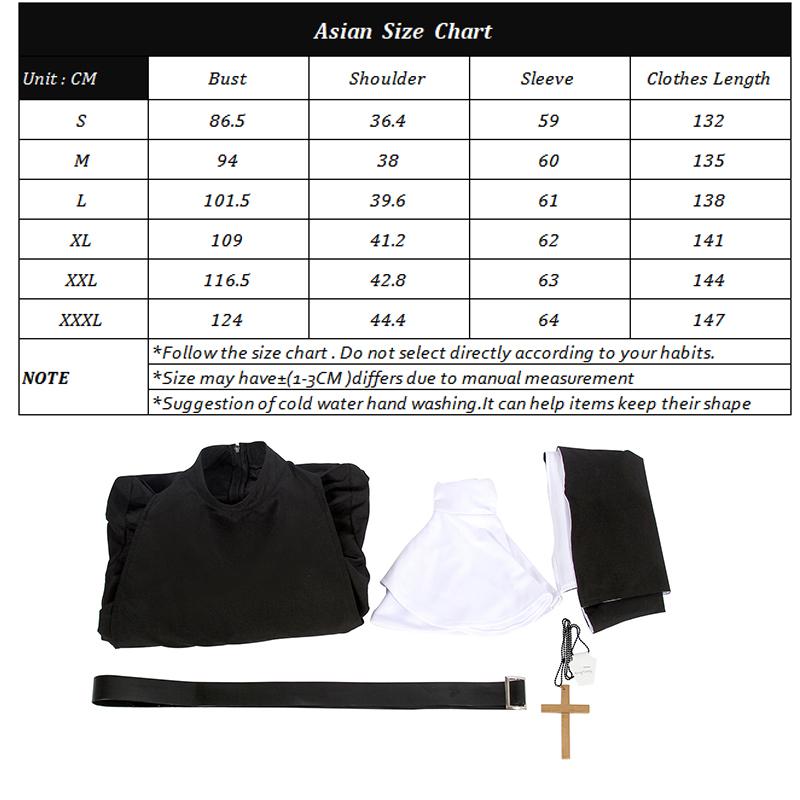 The Nun Cosplay Costume Horror Films Cosplay Cross Ghost Halloween Costume The Conjuring Black Women Halloween Costume