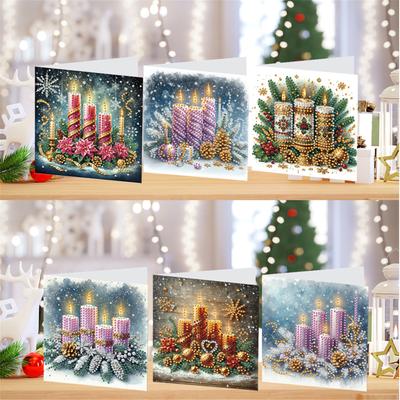 Set de 6 cartes de vœux Peinture Diamant DIY Cartes de vœux Art Diamant pour Noël Anniversaires Thanksgiving & Occasions Spéciales