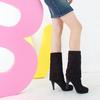 Elastic Frosted Fleece Tall Boots Spring and Autumn Women's Boots Leg Trimmer Over Knee Boots Knight Boots