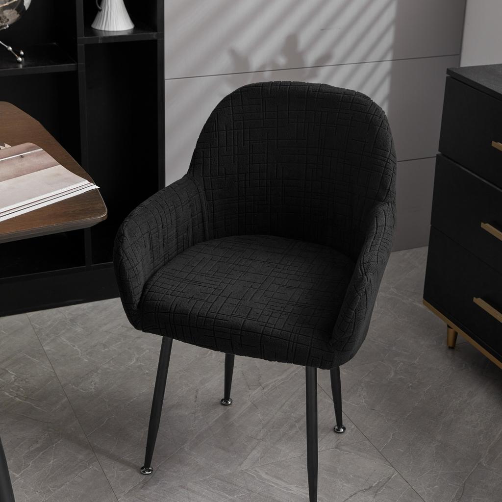 1/4pcs Water-Repellent Geometric Lines Jacquard Stretch Polar Fleece Chair Cover, for Living Room, Dinning Room Chair Decor