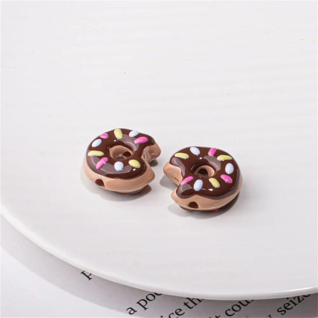 SW17 22mm Hand Painted Donut Acrylic Straight Hole Swimming Circle DIY Bracelet Clothes Beaded Accessories Phone Chain Materials