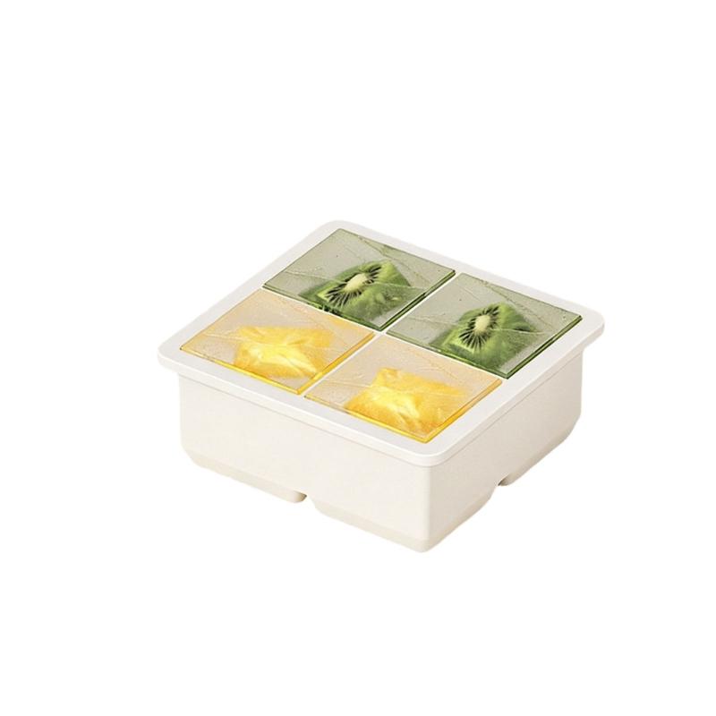 Large Ice Cubes Maker Silicones Tray Freezers Safe Flexible Ice Molds Refrigerator Space Saving Storage Dessert Making белый