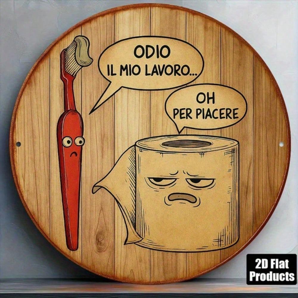 Funny Italian Metal Wall Art Sign Vintage Humor Decor for Toilet Bathroom