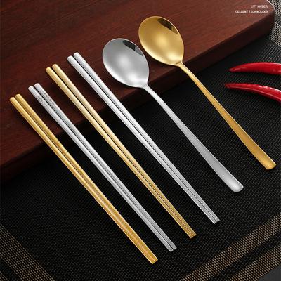 Acciaio Inossidabile 304 Bacchette Cinesi Cucchiaio Oro Argento Stoviglie Cibo Noodles Sushi Bacchette Accessori Stoviglie da Cucina