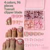 Full Cover Short Press On Toe Nails 96Pcs/Box Red High Saturation Fake Toe Nails for Home DIY Salon Foot Nail Decor