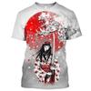 Japanese Geisha Samurai Men's T Shirt Round Neck Casual Short Sleeve Tops Men's Clothing Summer Oversized Harajuku Streetwear