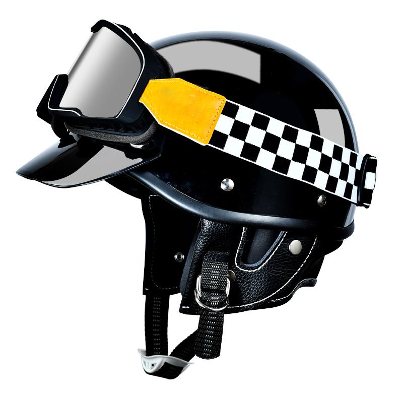 Vintage Half-open Motorcycle Helmet Off-road Motorcycle Accessories Motorcycle Helmet 3/4 Retro Helmet Winter