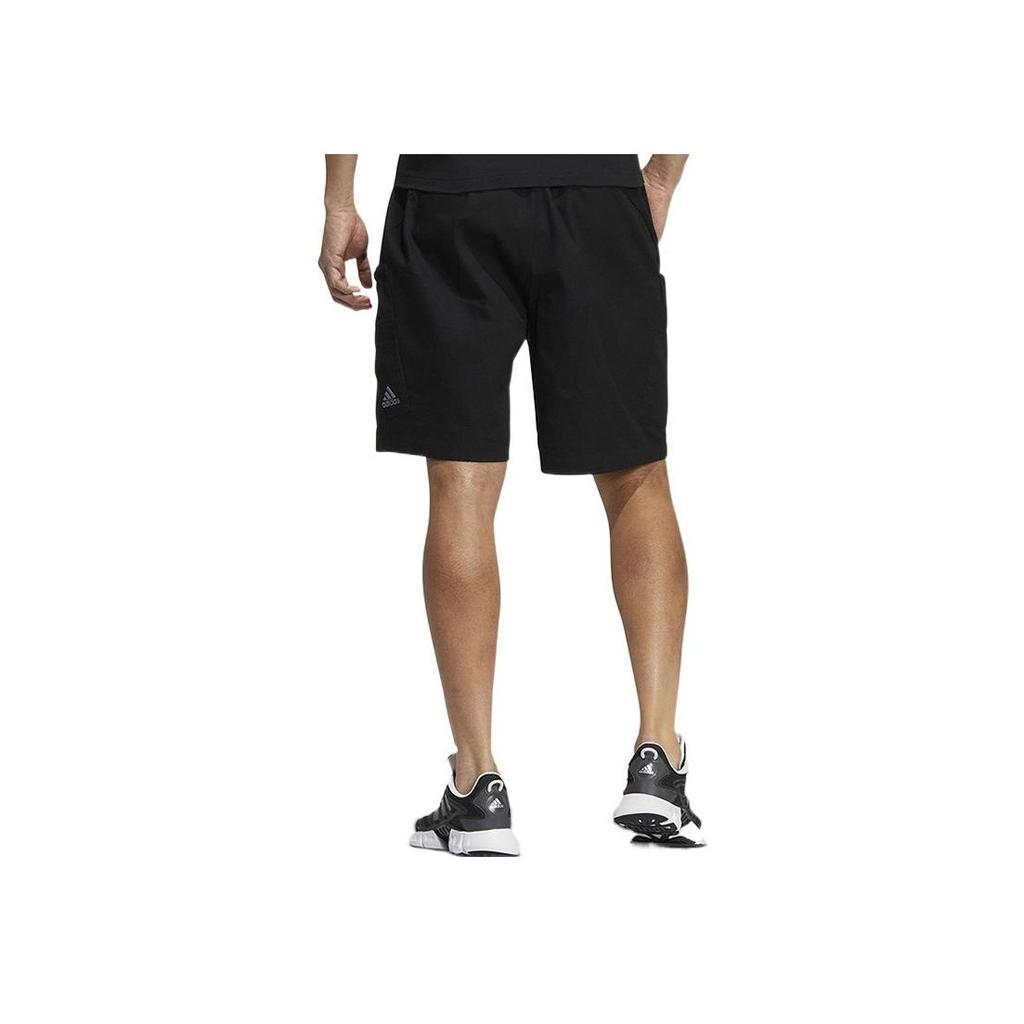 Adidas Solid Color Logo Print Casual Straight-Leg Shorts Men Bottoms Black HM2984