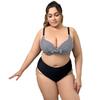 Plus Size Womens Striped High-Waisted Triangle Bikini Set With Underwire Padding
